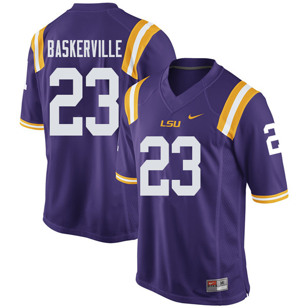 Men #23 Micah Baskerville LSU Tigers College Football Jerseys Sale-Purple